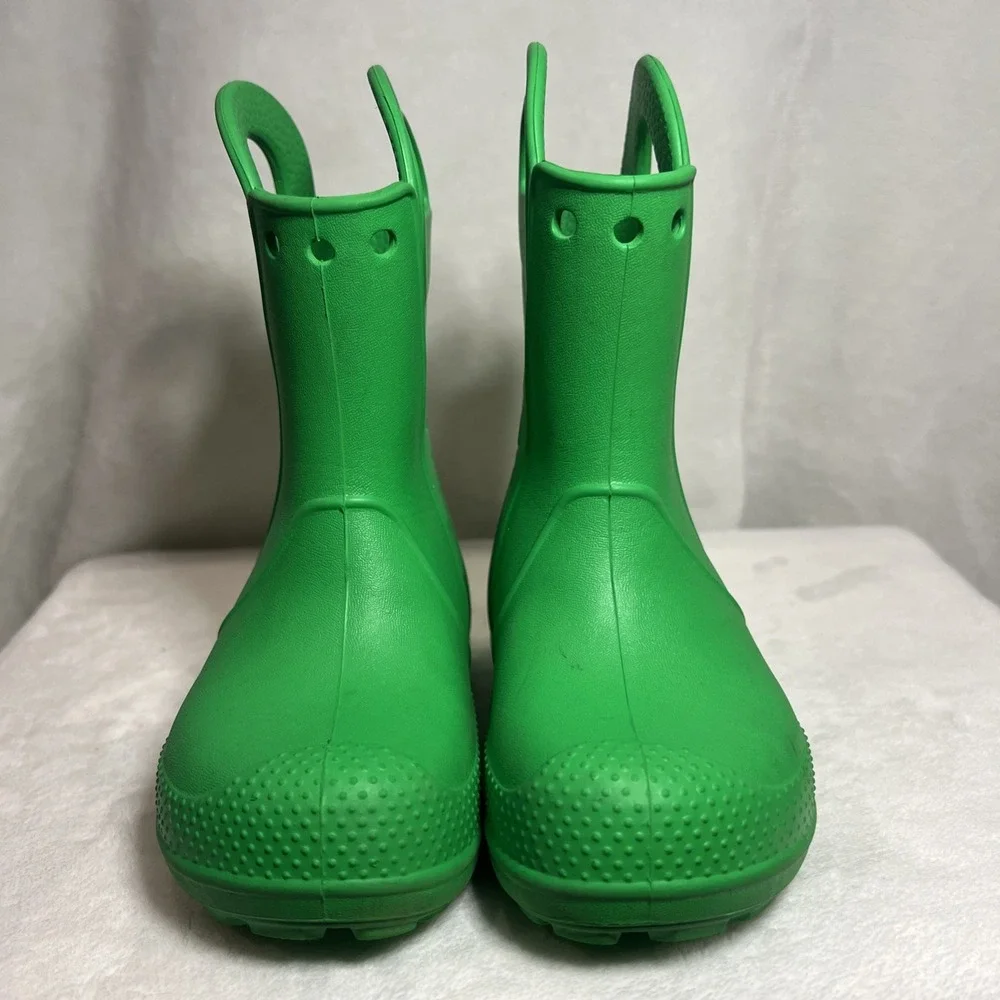 Crocs Kids Handle It Rain Boots Green Waterproof Pull On Size C9 Toddler